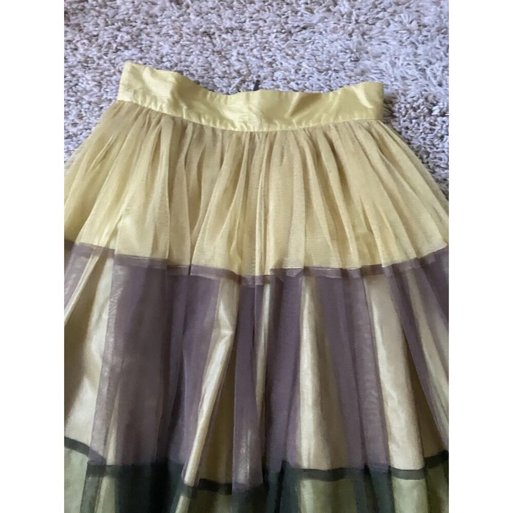 twelve by Princess tulle skirt Women xs stripe olive yellow Flare High Rise - Picture 6 of 11